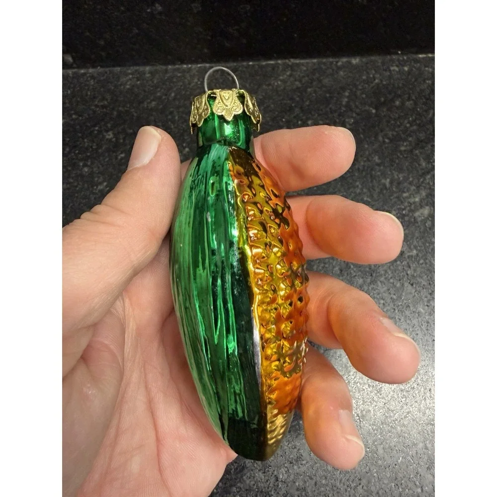 Vintage Blown Glass Vegetable Christmas Ornaments Set of 3 Carrot Pepper Corn 4